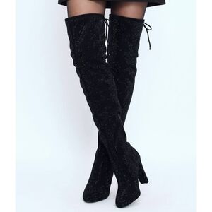 Long Black Bling Boots